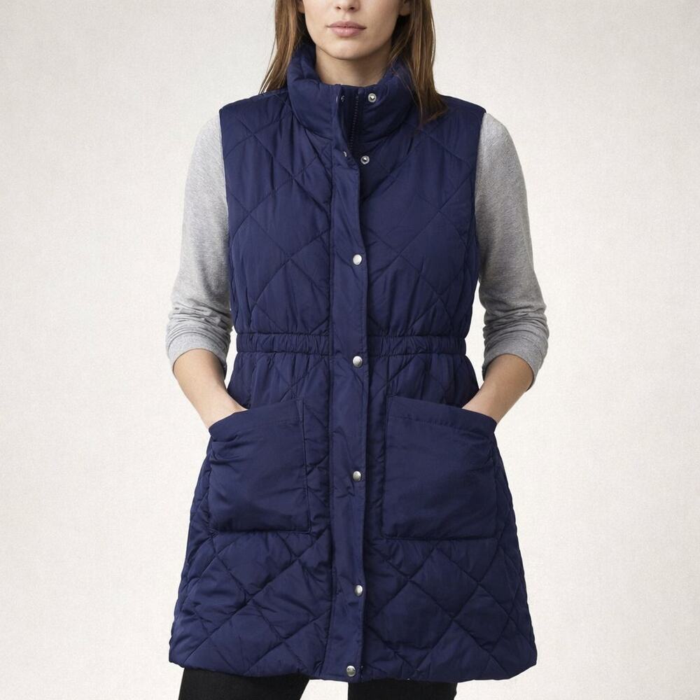DOKOTOO Women's Quilted Long Navy Vest. XL